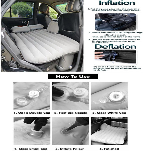 MATIES Inflatable Car Silver Bed Mattress Multi-Functional With Air Pump  Pillow Comfortable Travel,Sleeping,Outdoor Camping,Seating Relaxing Car 