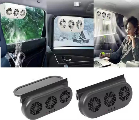 QAWACHH Summer USB Auto Solar Power Ventilating Fan For Car With  Ventilation (Black) Car Interior Fan