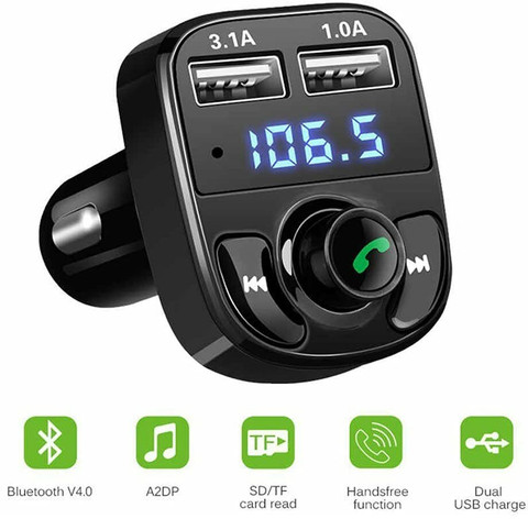 LESNER Universal Car Bluetooth- CAR X8 FM Transmitter for Hands