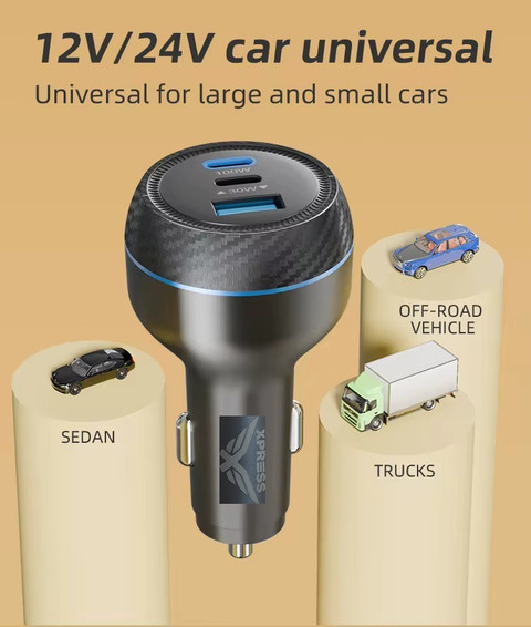 XPR3SS 120W Type-C Quick Laptop Car Type C Cigarette Lighter  Charger Car Laptop Charger