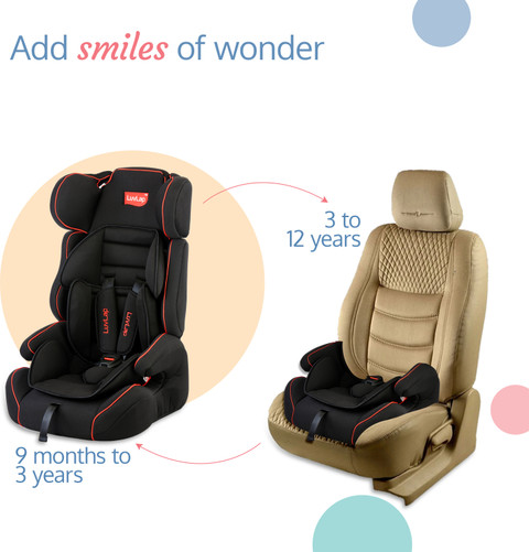 LuvLap Comfy Car Seat for Baby Kids with height adjustable Headrest, M  to 12 Yr Baby Car Seat