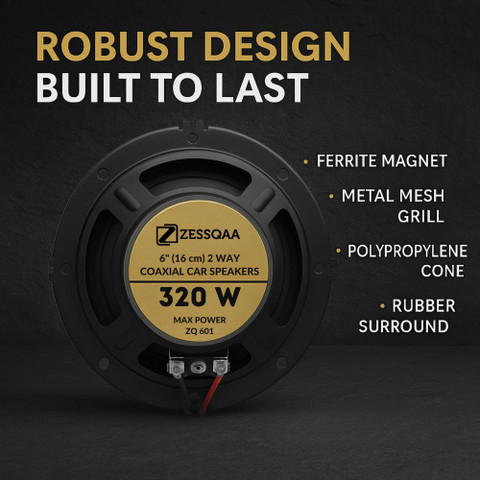 ZESSQAA ZQ-602 6 Inch 2-Way Coaxial Car Speakers, 320W High Bass