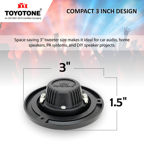 TOYOTONE 3 Inch High Power Dome Tweeter for Car & Home Music