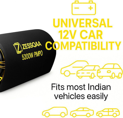 ZESSQAA ZQ-1001BST-Golden 10 Inch Active Car Bass Tube | Inbuilt