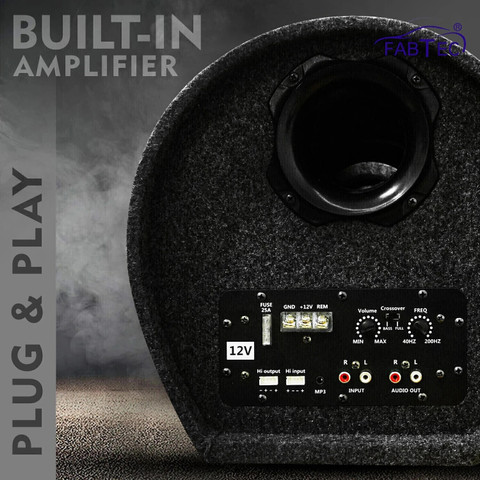 FABTEC Active Car 12 Inch Plug and Play (Built-In Amplifier) Bass