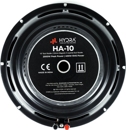 Hydra AQUA BASS 10 Inch Single Magnet Car Powered Subwoofer