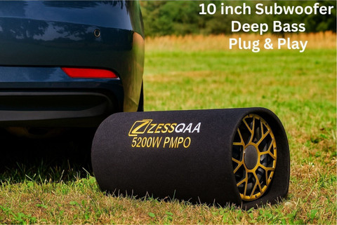 ZESSQAA ZQ-1001BST-Golden 10 Inch Active Car Bass Tube | Inbuilt