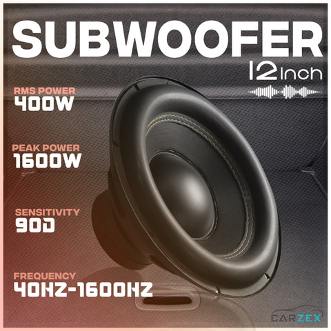 CARZEX 12 Inch Subwoofer 400W RMS, 4-ohms with 1600W Peak Power 4