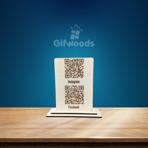 Gifwoods Custom Wooden QR Code Sign with Stand Card Display Stand