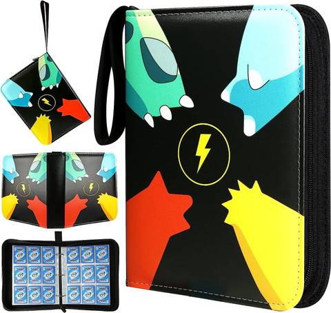 400 card pokemon binder Cards Holder 4-Pocket, Trading Card Games Collection Binder Case Book Fits Cards With 50 Removable Sleeves Dutch Blitz Cards Pokemon Binders That Come With