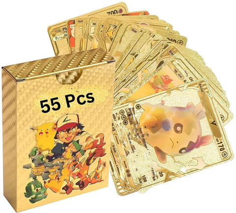 55 piece gold pokemon cards Watch Unboxing Ultra Rare PCs Golden V Vmax DX GX on Amazon Live Pokemon Gold 55 Cards in