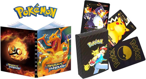 CrazyBuy Pokemon Big Album With 55 PCS Black Cards(VMax, V, GX, EX, V Star  & Basic Cards) - Pokemon Big Album With 55 PCS Black Cards(VMax, V, GX, EX,  V Star &