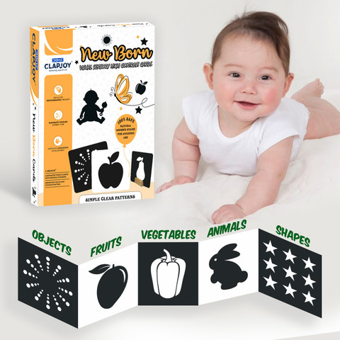 Clapjoy Black White 20 Flash Cards for New Born Babies of Age 0-6 Months