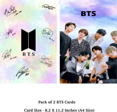 Stylotrendz Pack of 2 A4 Size BTS Signature Card and BTS Army BTS