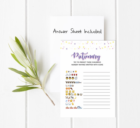 Inkdotpot Pack Of 50 Pictionary Baby Shower Games Cards Unicorn Theme ...
