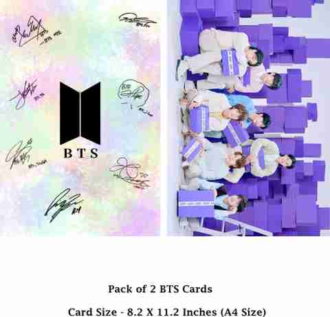 Stylotrendz Pack of 2 A4 Size BTS Signature Card and BTS Army BTS