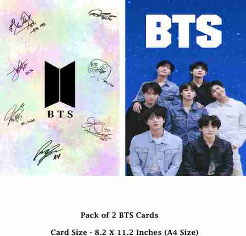 Stylotrendz Pack of 2 A4 Size BTS Signature Card and BTS Army BTS