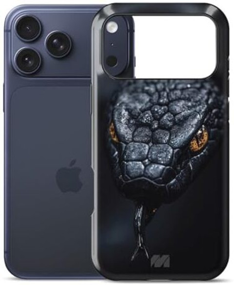 MILLION CASES Back Cover for iPhone 17 Pro Max Black Snake Crystal