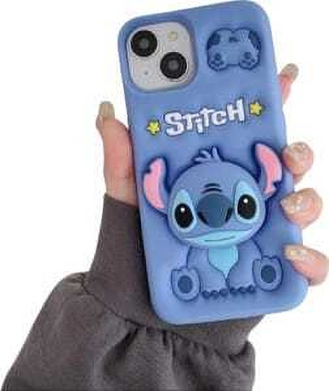 Vinylzone Back Cover for Stitch iphone 14-BLUE STITCH Soft Silicone 3D  Cartoon with Holder, Full Protective - Vinylzone : Flipkart.com