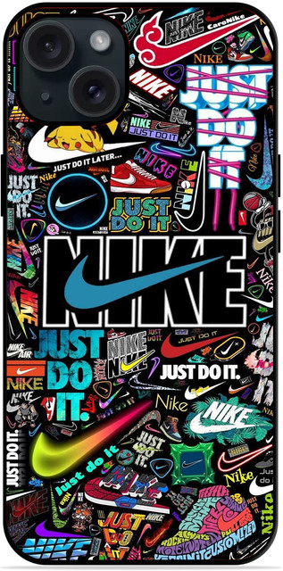 FAZAKA Back Cover for NIKE On Glossy Metal Phone Cover for iPhone 15 Plus