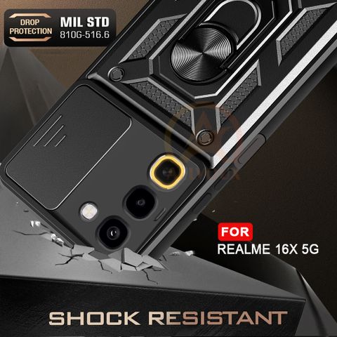 AelVouX Back Cover for Realme 16X 5G (Black, Slider, Polycarbonate, Thermoplastic Polyurethane, Pack of: 1) - Image 7