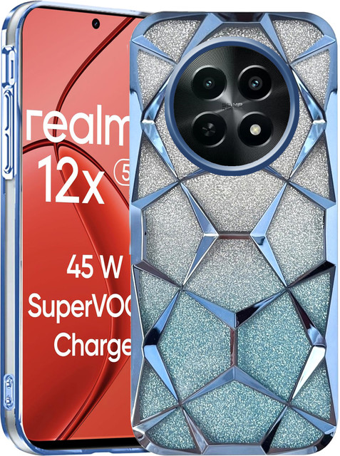 Rance Back Cover for Realme 12x 5G Plating Bling Gradient Glitter Clear  Soft TPU Silicone