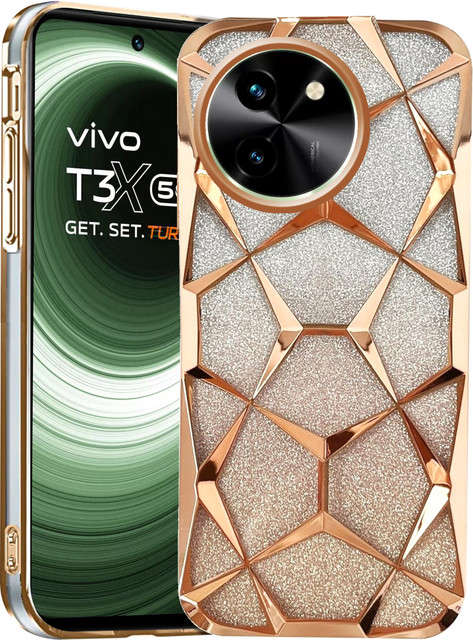 TERANCE Back Cover for Vivo T3x 5G Plating Bling Gradient