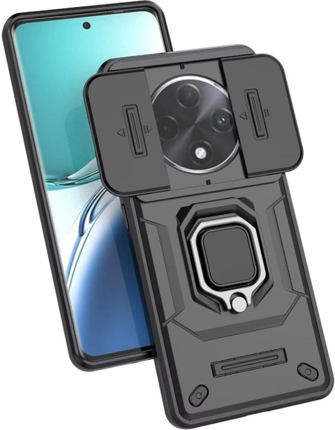 COVERLINE Back Cover for Oppo F27 Pro Plus Shockproof Military with Stand  Sliding Camera Cover Case
