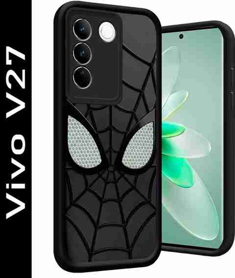 MystiCases Back Cover for Vivo V27 Spider-Man Face Mask Design (Black, 3D Case, Silicon, Pack of: 1) - Image 2