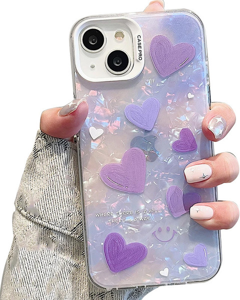 RiverForest Back Cover for Iphone 13, Cool Girl Shining Shell Love