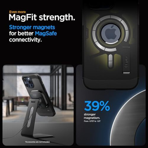 Spigen Rugged Armor MagFit Hülle Für IPhone 15 Pro - Schützende Case Mit MagSafe, Schwarz