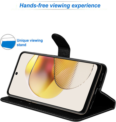 Custodia Motorola Moto G73 5G GOKEN In Pelle Con Portafoglio, 3 Slot Carte E Stand - Cover Flip Blu Con Chiusura Magnetica