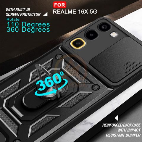 AelVouX Back Cover for Realme 16X 5G (Black, Slider, Polycarbonate, Thermoplastic Polyurethane, Pack of: 1) - Image 6