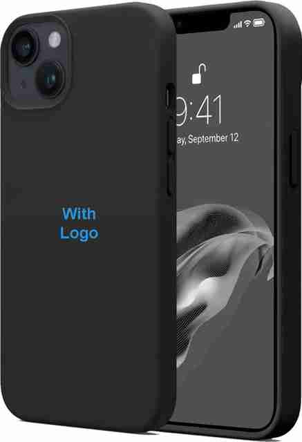 FIXTOTEL Back Cover for Apple iPhone 15, Apple iPhone 15, Slim Soft Liquid  Gel Silicone Case With Logo, Cloth, Black