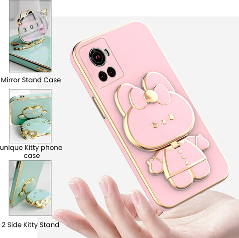 Dallao Back Cover for Oneplus Nord 3D Kitty with Folding Mirror Stand Slim electroplated case Soft TPU