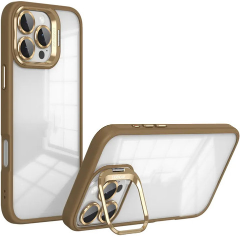 TechTrendz Bumper Case for iPhone 16 Pro Max Luxury Camera Lens Protector  Folding Bracket Camera Glass Ring Cover