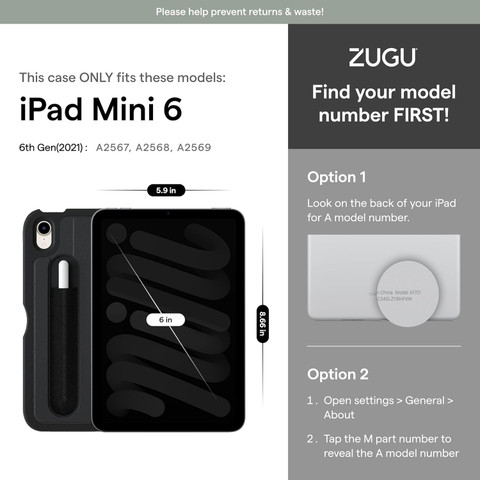 ZUGU Flip Cover for iPad Mini 7 (A17 Pro, 2024) / iPad Mini 6 (6th