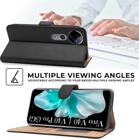 MOJIA Cover per Vivo V40 5G, Custodia Folio Portafoglio in Pelle PU [Chiusura Magnetica], Case a Libro con Guscio Interno in TPU, Supporto per Carte.. Rosso