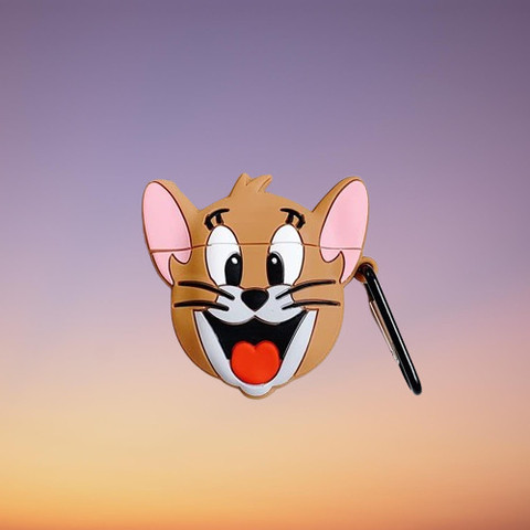 GADGETSBULK Front Back Case for Apple AirPods Pro jerry Cartoon Character Silicon Case Cover with Keychain