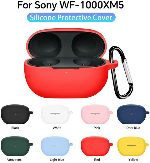 Kwnobile Silicone Case For Sony WF-1000XM5 Earbuds - Green Protective Cover With Keychain