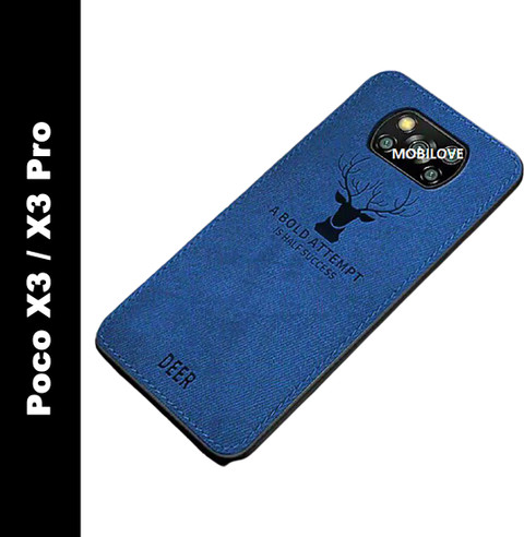 MOBILOVE Back Cover for Poco X3 Poco X3 Pro Deer Pattern Cloth Texture  Leather Finish Soft Fabric Case