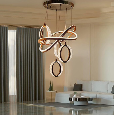 KINIS KIINS- 915/4 LED CHANDELIER Modern Light (2 Spiral and Oval) LED  Jhoomer Chandelier Ceiling Lamp