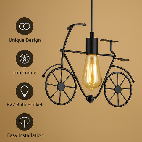 Areezo Vintage Bicycle Pendant Light Industrial Metal Hanging Lamp