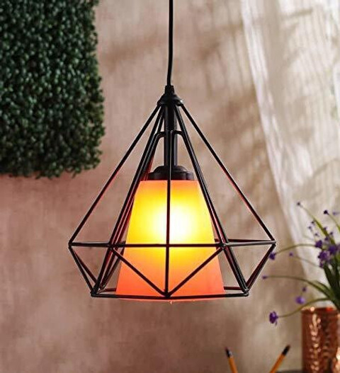 GAUVIK GAU-DIAMOND ORANGE PVC GLASS HANGING Pendant Light/Hanging  Light/Ceiling Light for Restaurant,Bedroom,Living Room and Home Decor  Pendant Lamp
