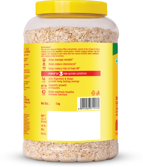 Saffola Rolled Oats, Soft Creamy, Power of Protein, Iron Fibre
