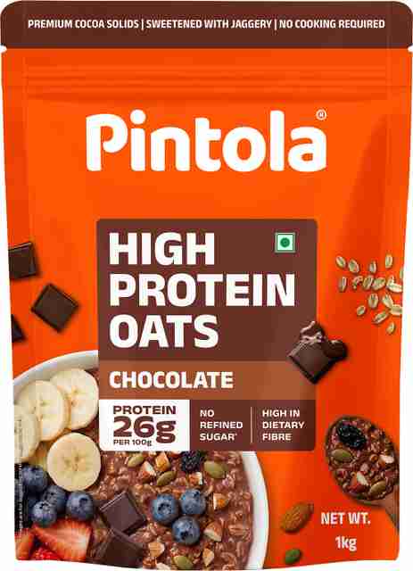 Pintola 26g High Protein Oats, Dark Chocolate,No Refined Sugar Pouch (1 kg) - Image 3