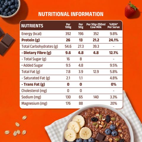 Pintola 26g High Protein Oats, Dark Chocolate,No Refined Sugar Pouch (1 kg) - Image 6
