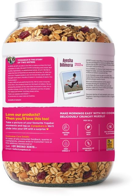 Yogabar Muesli 1kg Jar |Fruits Nuts&Seeds|Breakfast Cereal with High Protein|Saver Pack Jar (1 kg) - Image 6
