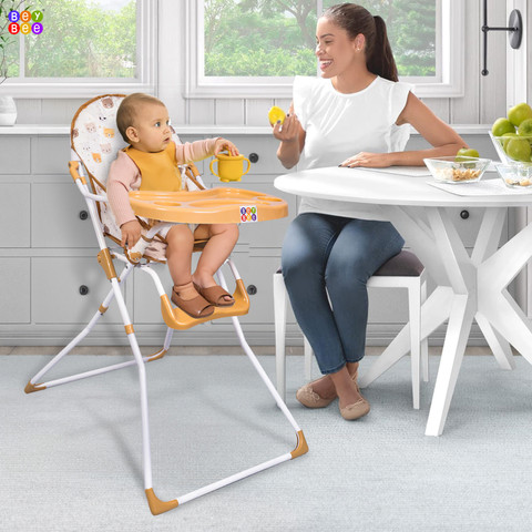 BeyBee Foldable Baby High Chair, Feeding Chair with Food Tray