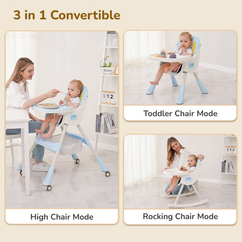 R for Rabbit Sugar Doodle High Chair for Baby 3-in-1 Convertible